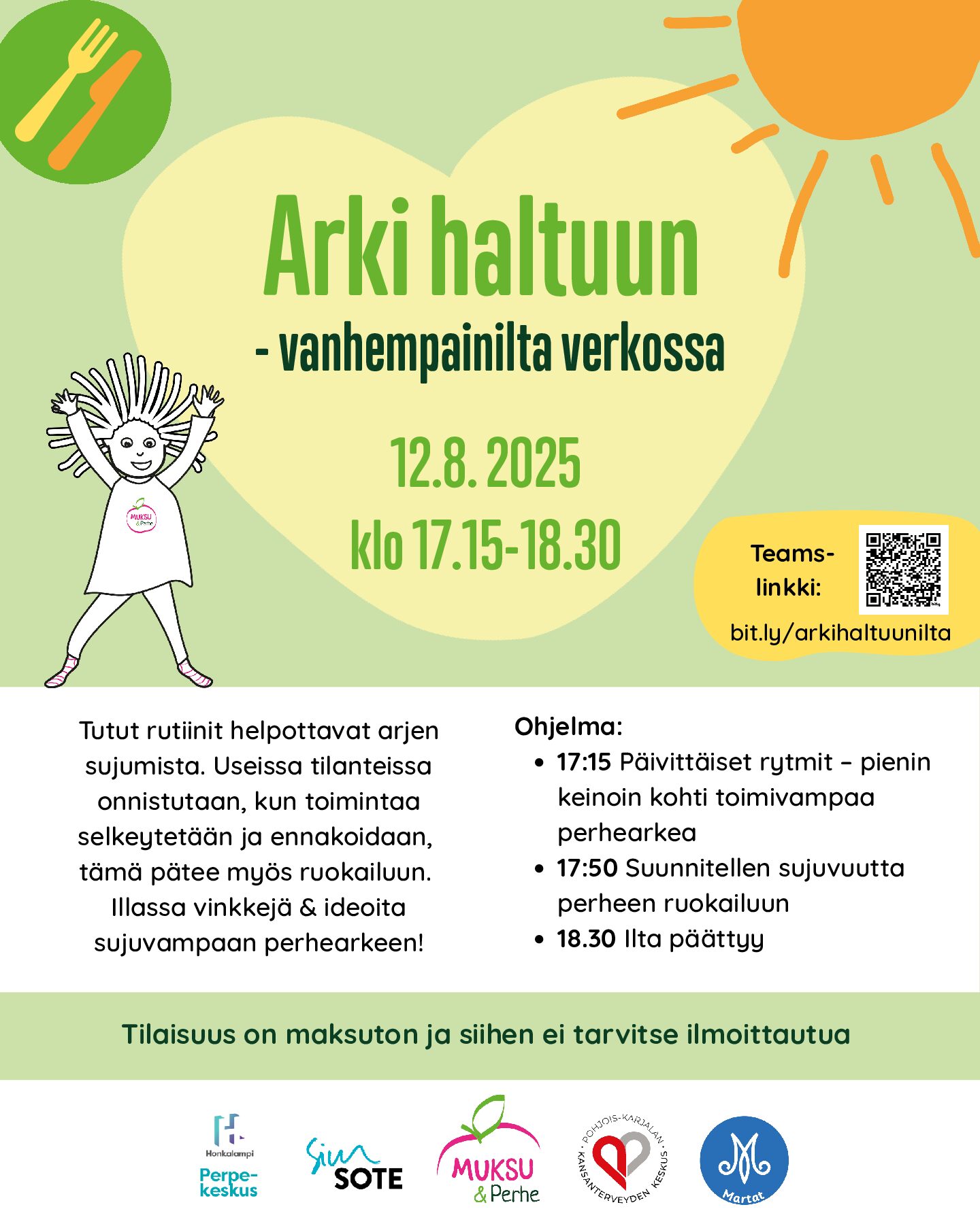 Arki haltuun -etävanhempainilta 12.8.2025 klo 17:15-18:30