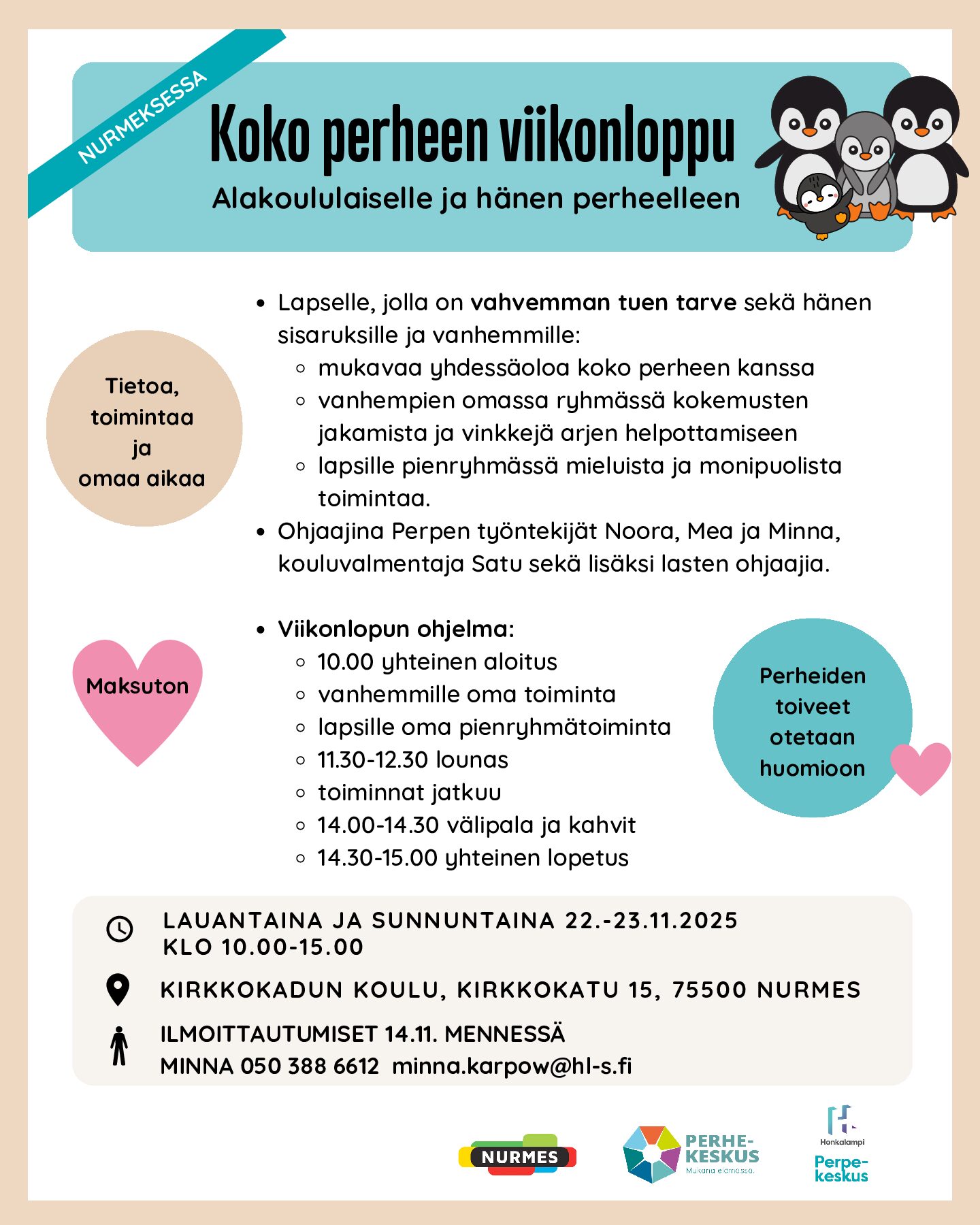 Koko perheen viikonloppu Nurmeksessa